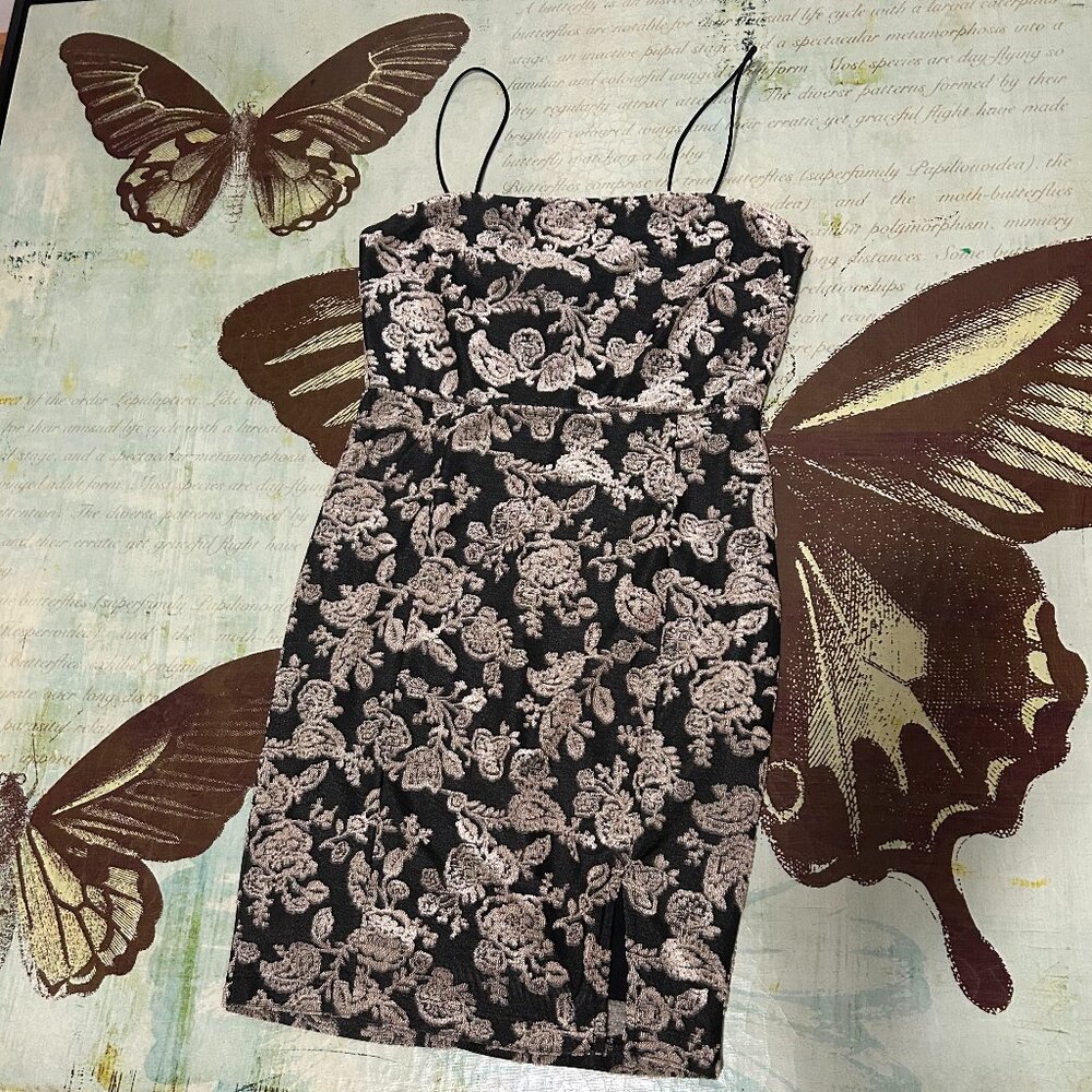 Black and gold cami fitted dress Size XS